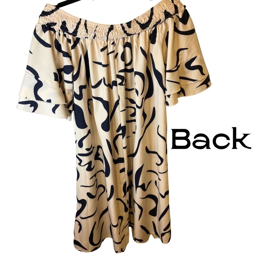 Joress Curve 1XL Cream and Black off shoulder plus size 37” knee length dress - Picture 5 of 11